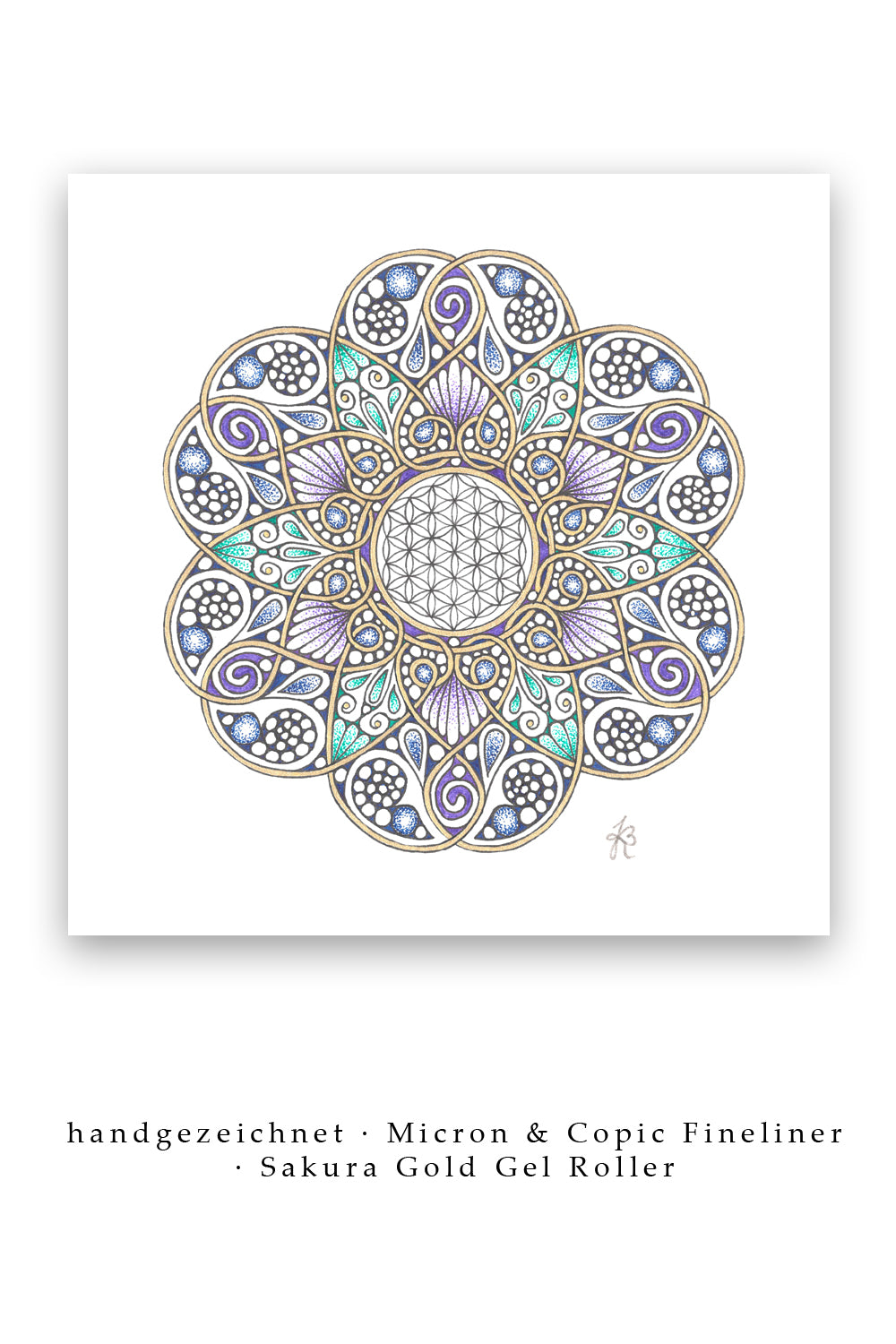 Mandala Original handgezeichnet „Blume des Lebens - Blüte der Lebensenergie“ – Spirituelles Kunst Unikat für den Altar & zur Raumharmonisierung