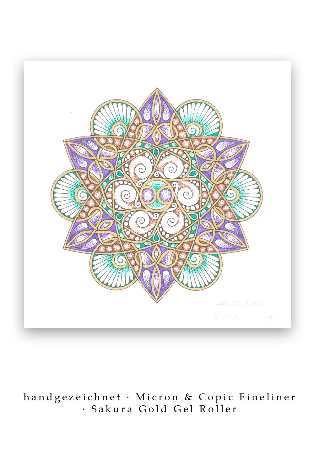 Mandala Original handgezeichnet „Blüte der Seele“ – Spirituelles Kunst Unikat für den Altar & zur Raumharmonisierung