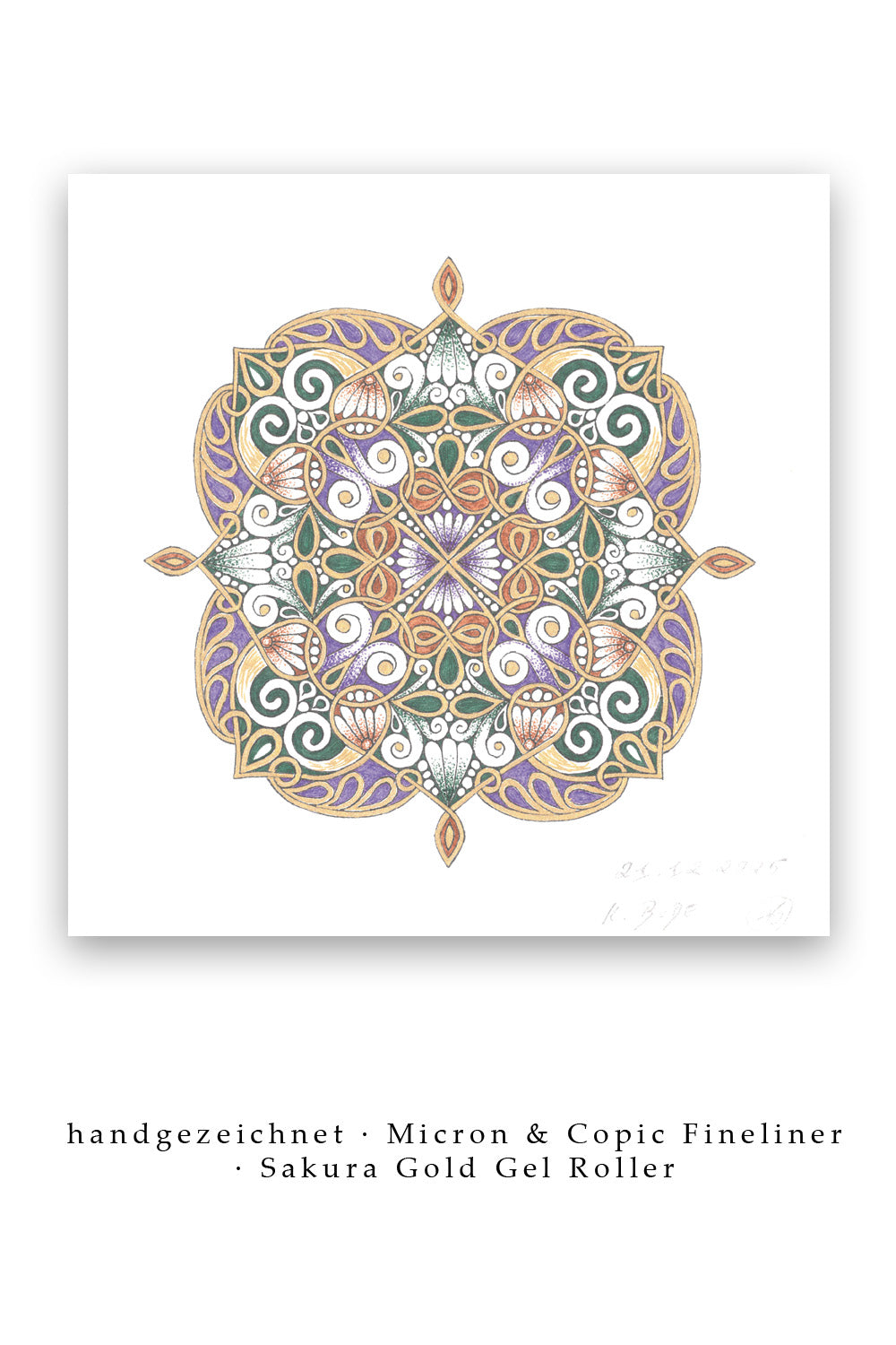 Mandala Original handgezeichnet „Herztempel der grünen Weisheit“ – Spirituelles Kunst Unikat für den Altar & zur Raumharmonisierung
