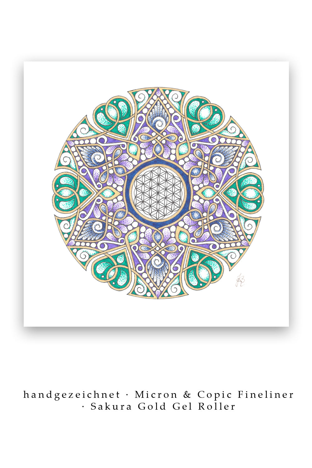 Mandala Original handgezeichnet „Blume des Lebens - Blüte der Harmonie“ – Spirituelles Kunst Unikat für den Altar & zur Raumharmonisierung