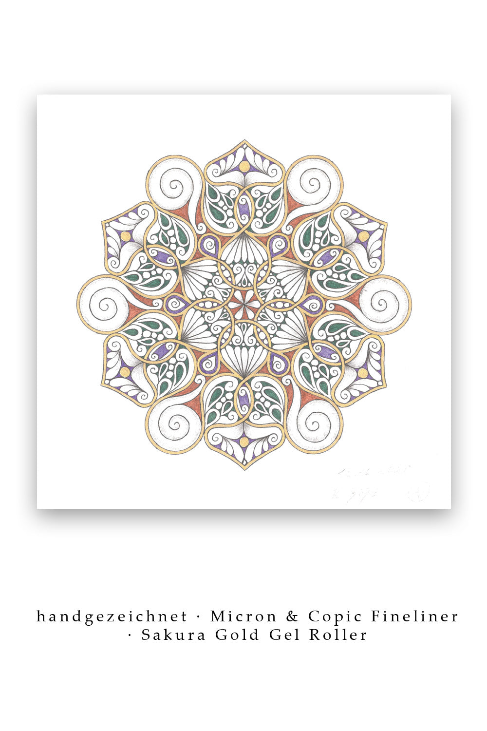 Mandala Original handgezeichnet „Garten der stillen Erneuerung“ – Spirituelles Kunst Unikat für den Altar & zur Raumharmonisierung