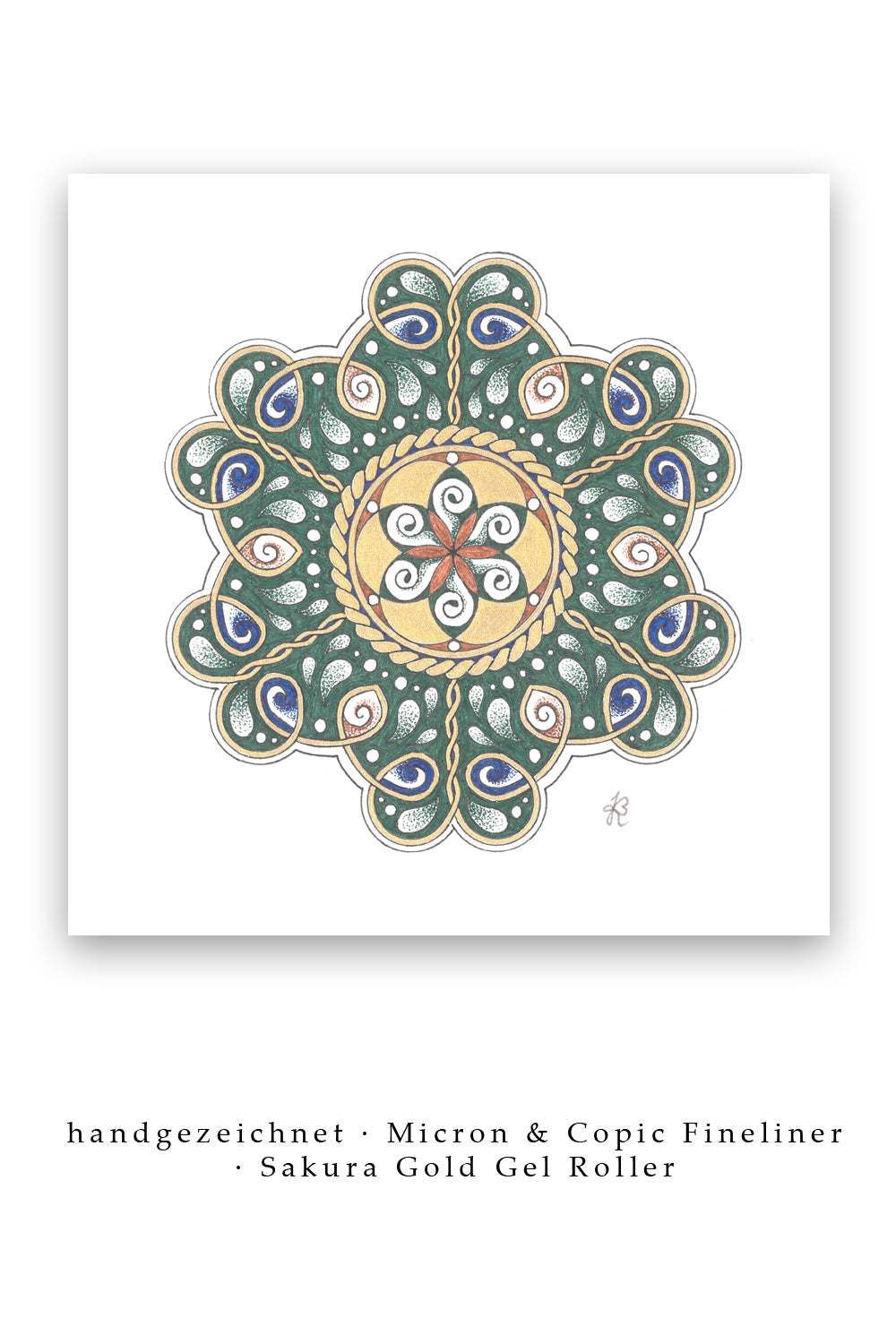 Mandala Original handgezeichnet „Herz der Natur“ – Spirituelles Kunst Unikat für den Altar & zur Raumharmonisierung