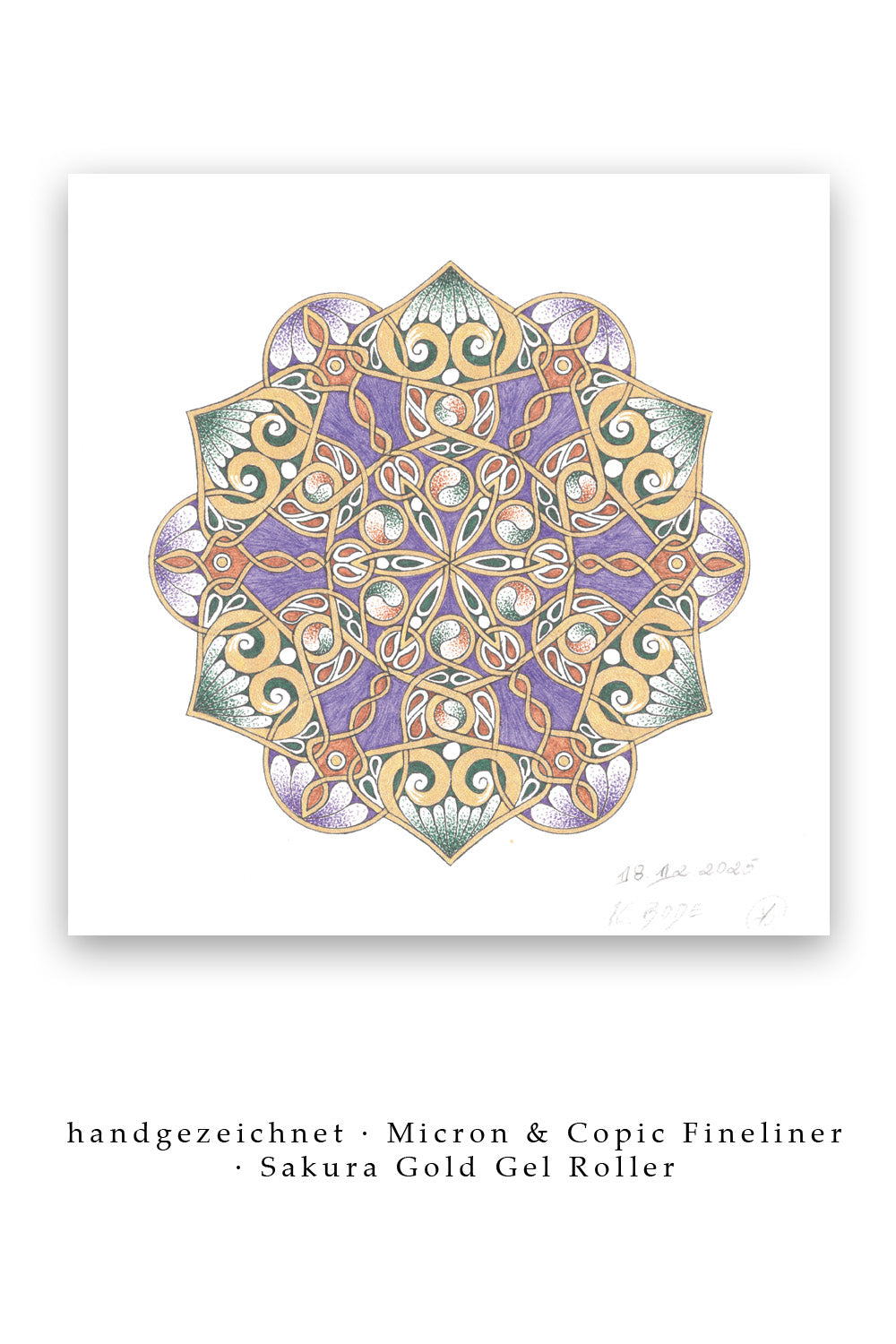 Mandala Original handgezeichnet „Königssiegel der verborgenen Ordnung“ – Spirituelles Kunst Unikat für den Altar & zur Raumharmonisierung