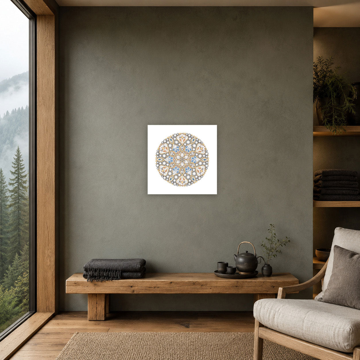 Mandala „Nebelkranz der goldenen Stille“