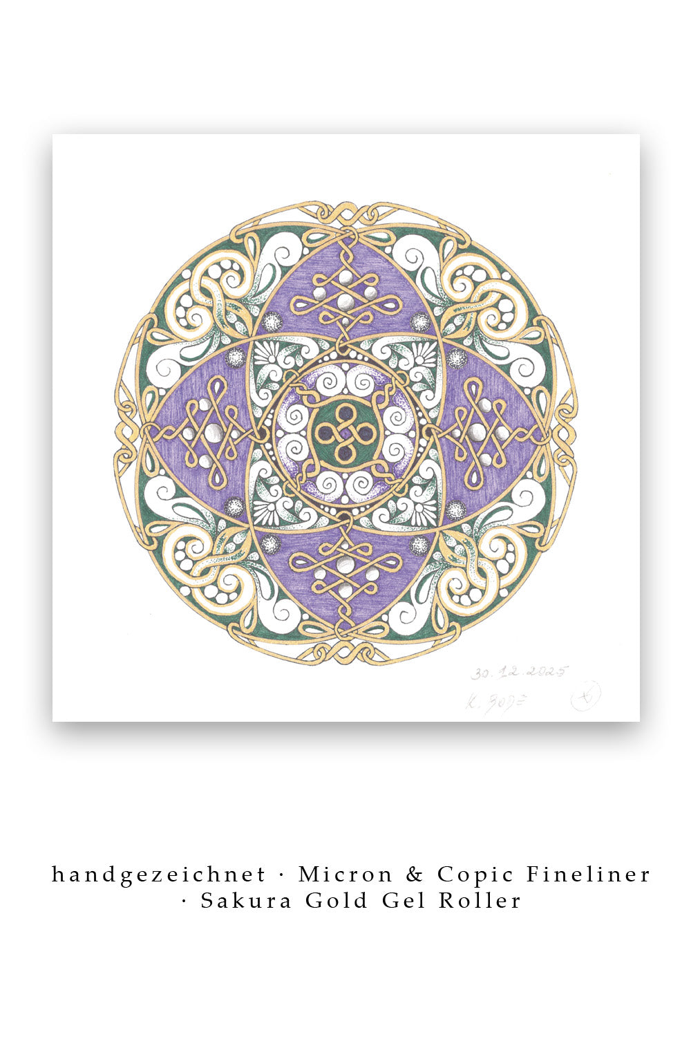 Mandala Original handgezeichnet „Siegel der königlichen Verbindung“ – Spirituelles Kunst Unikat für den Altar & zur Raumharmonisierung