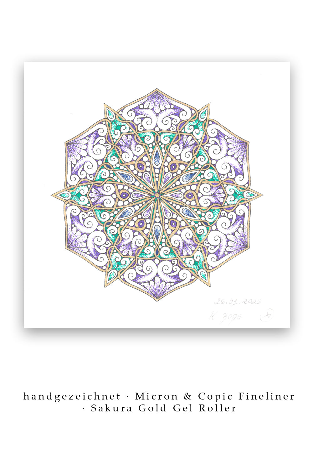 Mandala Original handgezeichnet „Stern der inneren Klarheit“ – Spirituelles Kunst Unikat für den Altar & zur Raumharmonisierung