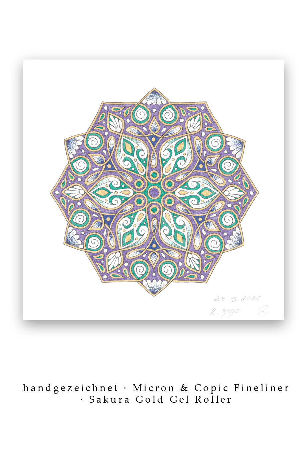 Mandala Original handgezeichnet „Stern der sanften Erneuerung“ – Spirituelles Kunst Unikat für den Altar & zur Raumharmonisierung