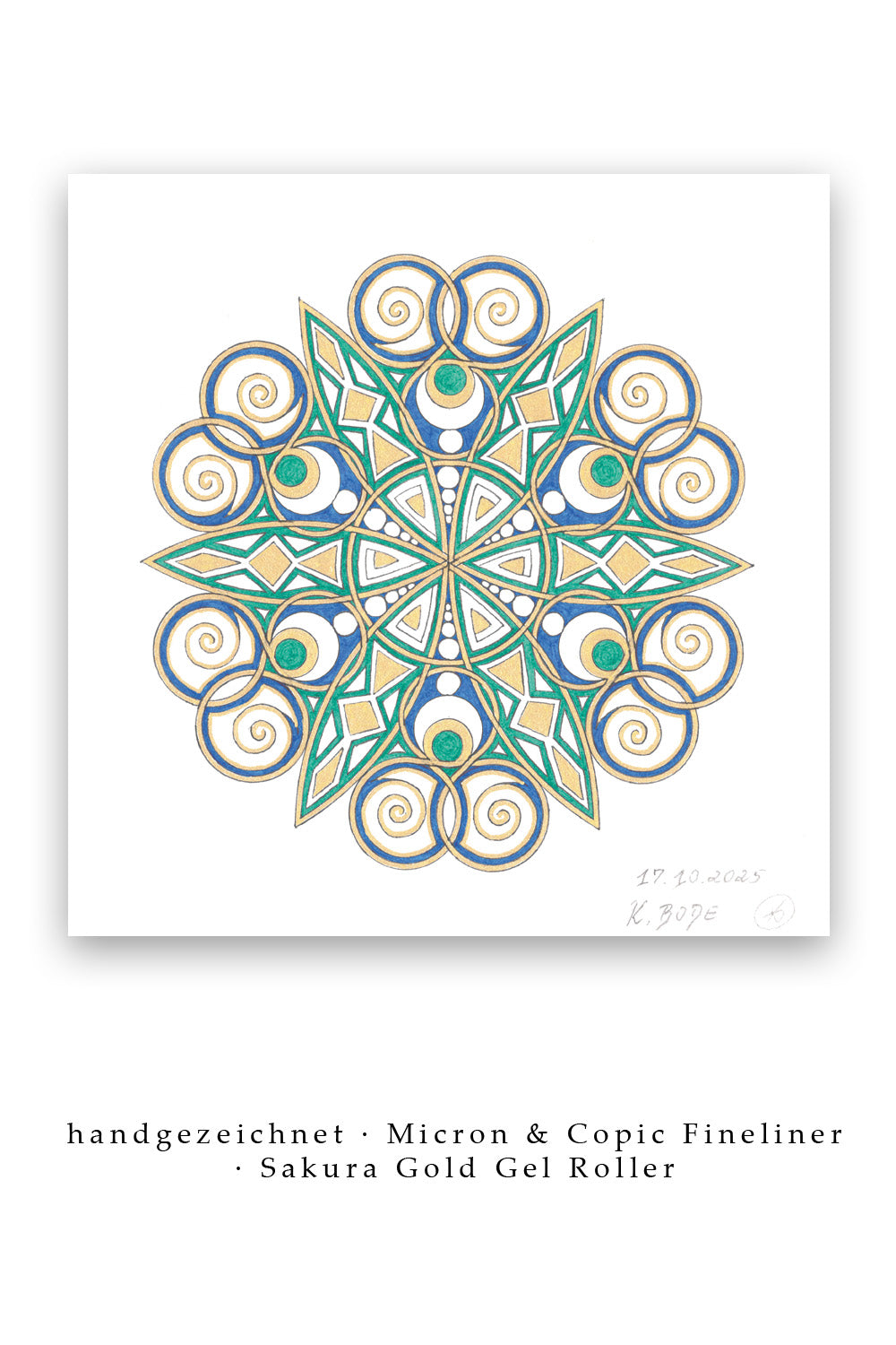 Mandala Original handgezeichnet „Sternblume der klaren Ausrichtung“ – Spirituelles Kunst Unikat für den Altar & zur Raumharmonisierung