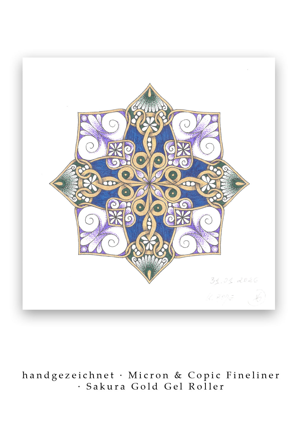 Mandala Original handgezeichnet „Wurzeln des Herzens“ – Spirituelles Kunst Unikat für den Altar & zur Raumharmonisierung