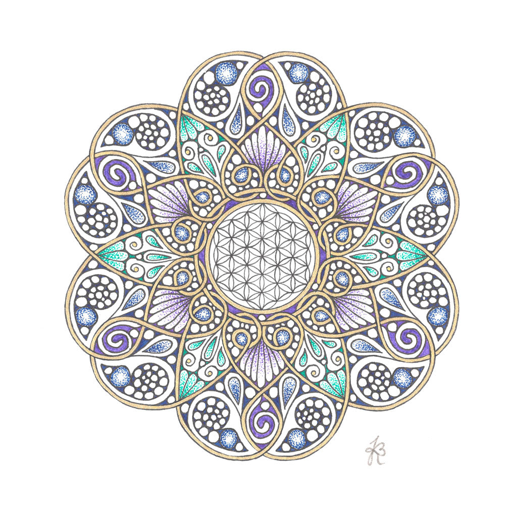 Mandala Original handgezeichnet „Blume des Lebens - Blüte der Lebensenergie“ – Spirituelles Kunst Unikat für den Altar & zur Raumharmonisierung
