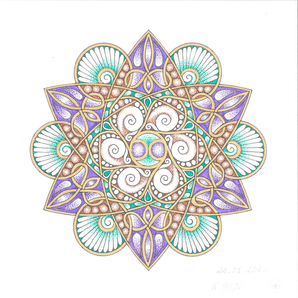 Mandala Original handgezeichnet „Blüte der Seele“ – Spirituelles Kunst Unikat für den Altar & zur Raumharmonisierung