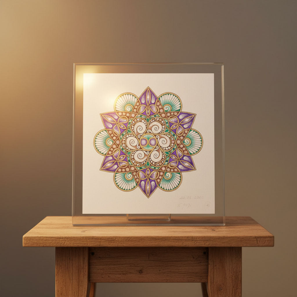Mandala Original handgezeichnet „Blüte der Seele“ – Spirituelles Kunst Unikat für den Altar & zur Raumharmonisierung