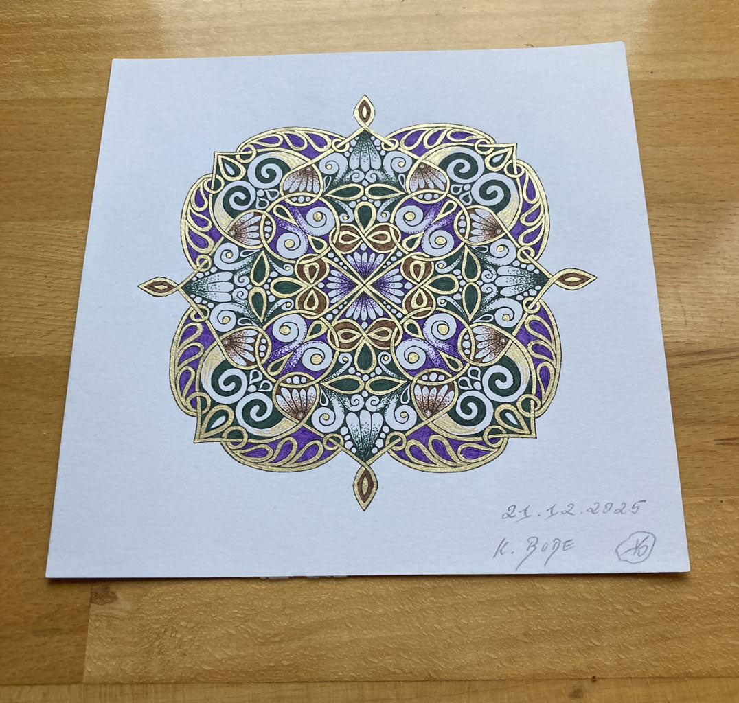 Mandala Original handgezeichnet „Herztempel der grünen Weisheit“ – Spirituelles Kunst Unikat für den Altar & zur Raumharmonisierung