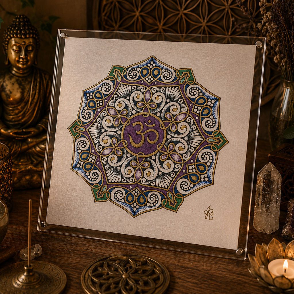 Mandala Original handgezeichnet „Klang der Stille“ – Spirituelles Kunst Unikat für den Altar & zur Raumharmonisierung