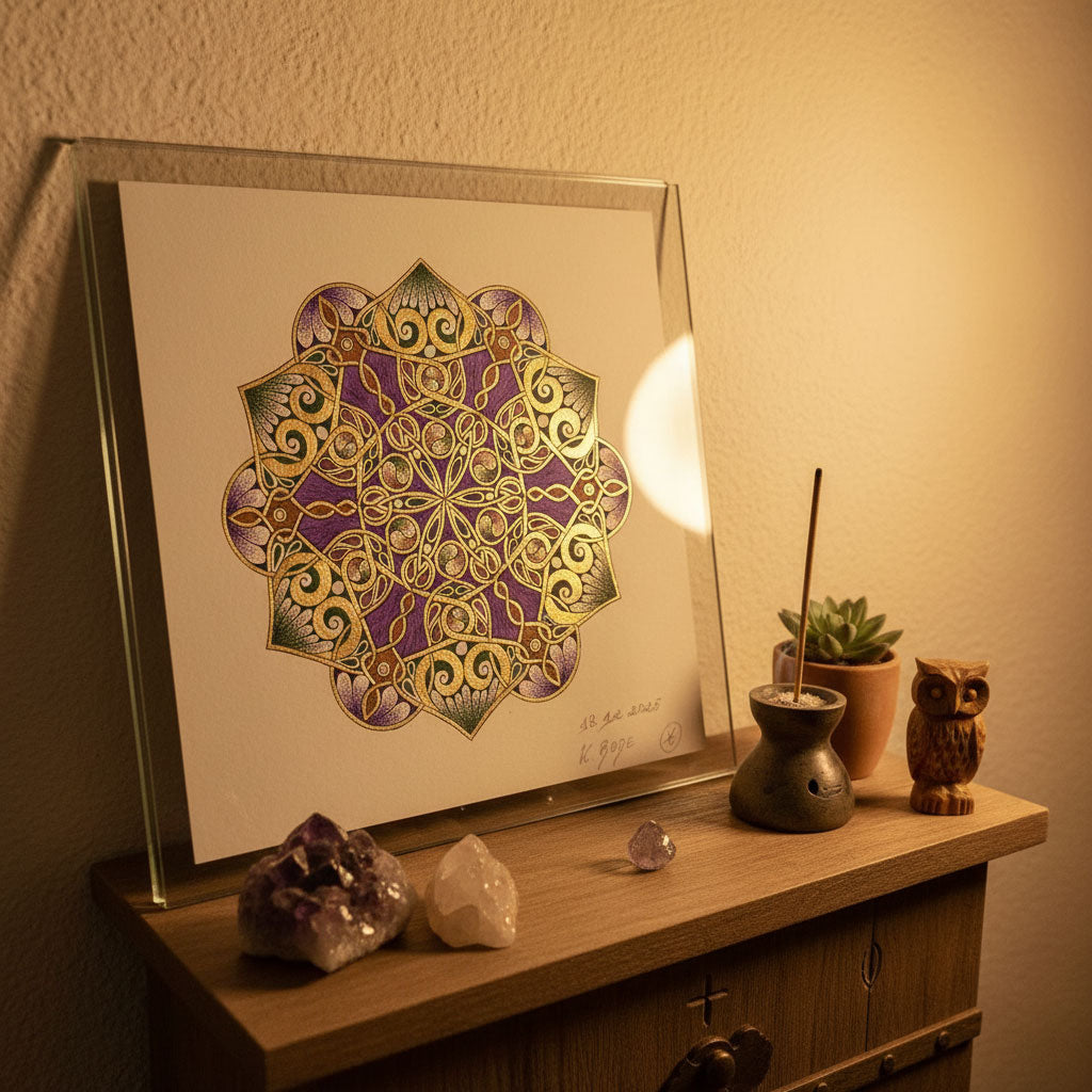 Mandala Original handgezeichnet „Königssiegel der verborgenen Ordnung“ – Spirituelles Kunst Unikat für den Altar & zur Raumharmonisierung