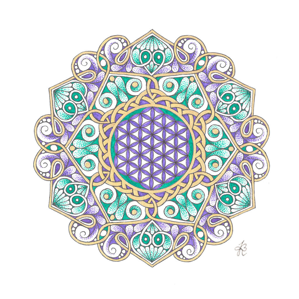 Mandala Original handgezeichnet „Blume des Lebens - Kreis der Verbundenheit“ – Spirituelles Kunst Unikat für den Altar & zur Raumharmonisierung