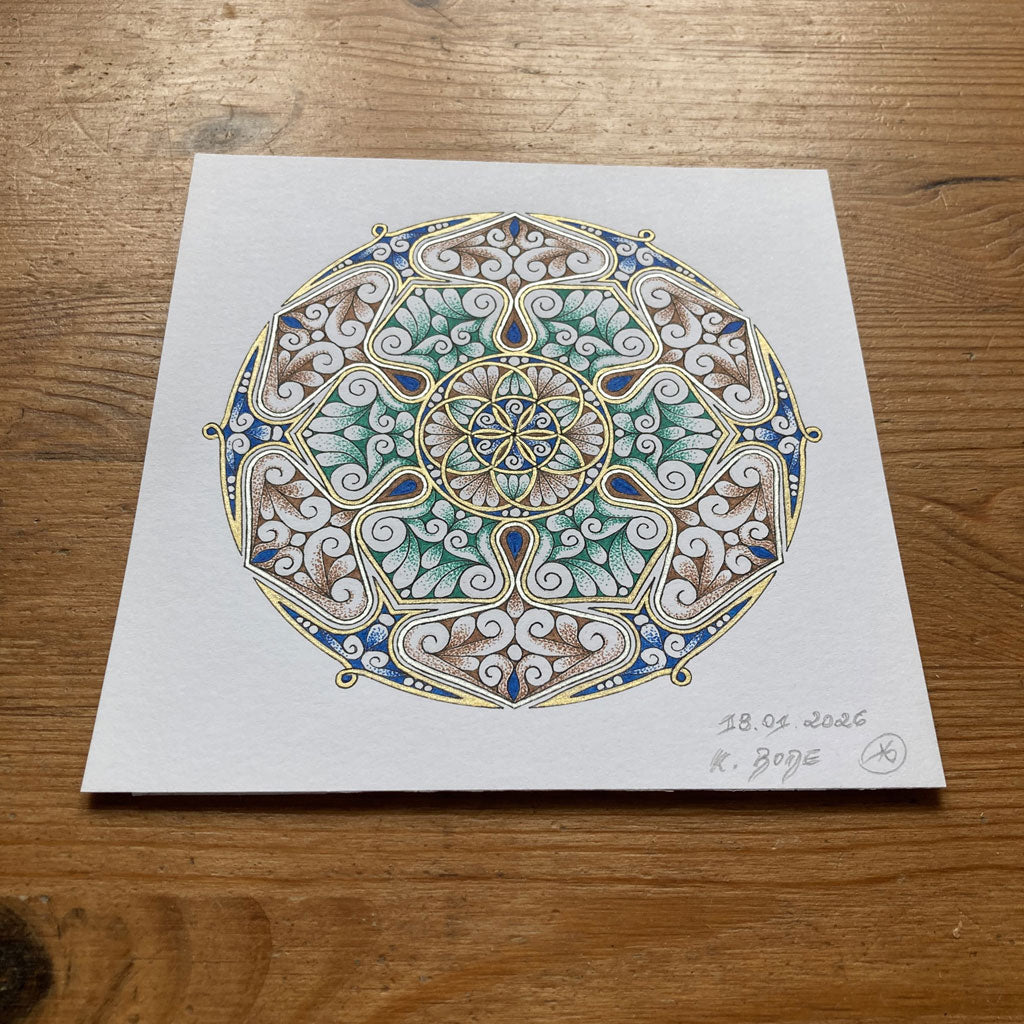 Mandala Original handgezeichnet „Ozean der Gelassenheit“ – Spirituelles Kunst Unikat für den Altar & zur Raumharmonisierung