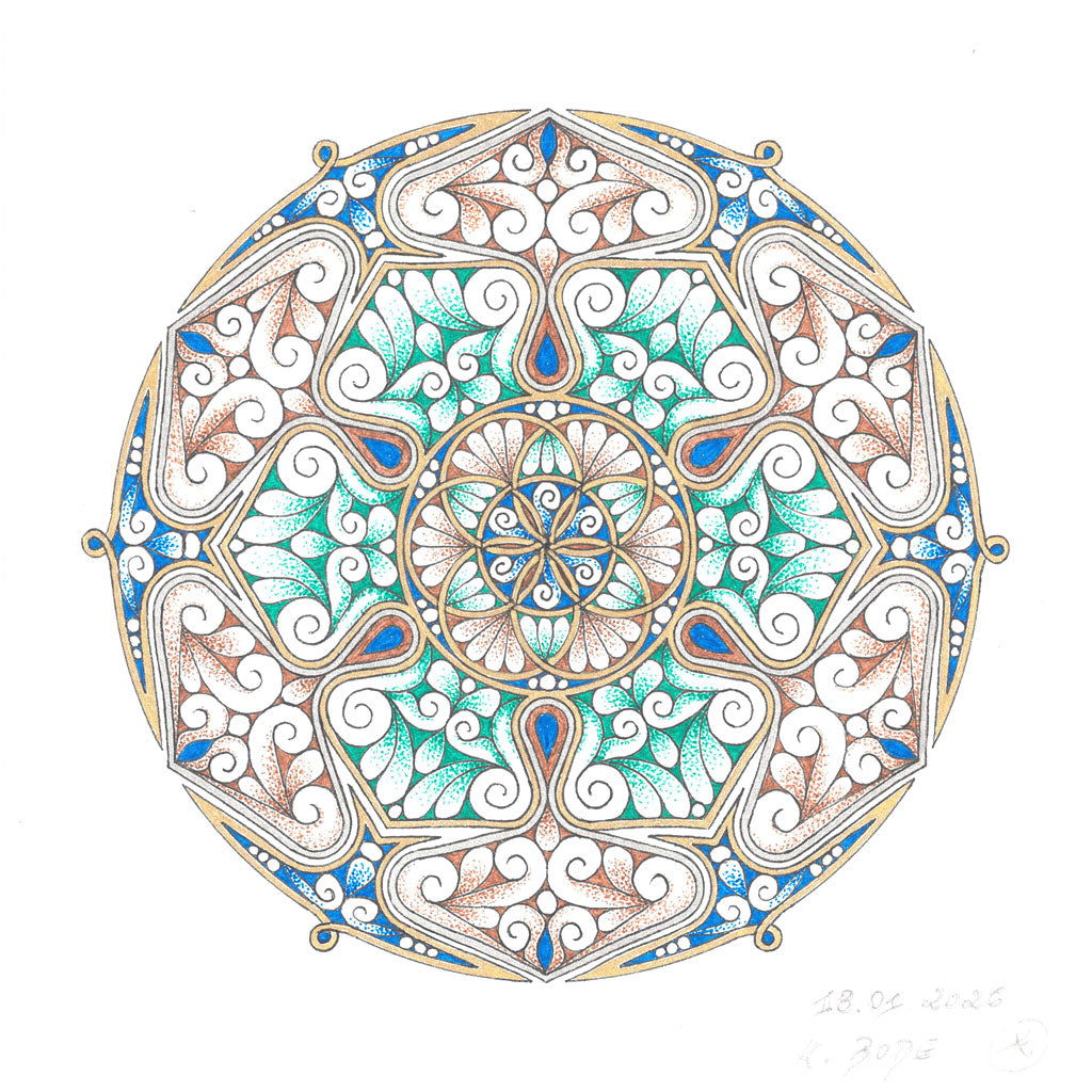 Mandala Original handgezeichnet „Ozean der Gelassenheit“ – Spirituelles Kunst Unikat für den Altar & zur Raumharmonisierung