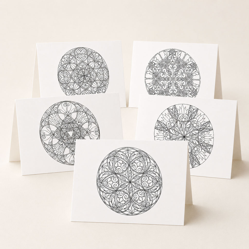 Mandala-Grußkarten-Set 6 zum Ausmalen