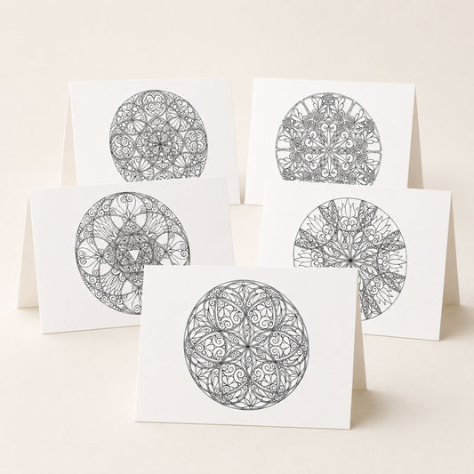 Mandala-Grußkarten-Set 6 zum Ausmalen