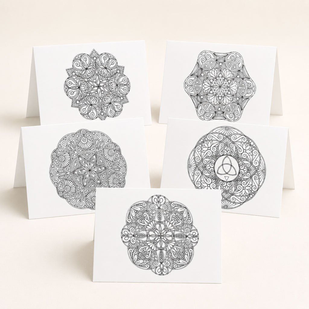 Mandala-Grußkarten-Set 7 zum Ausmalen