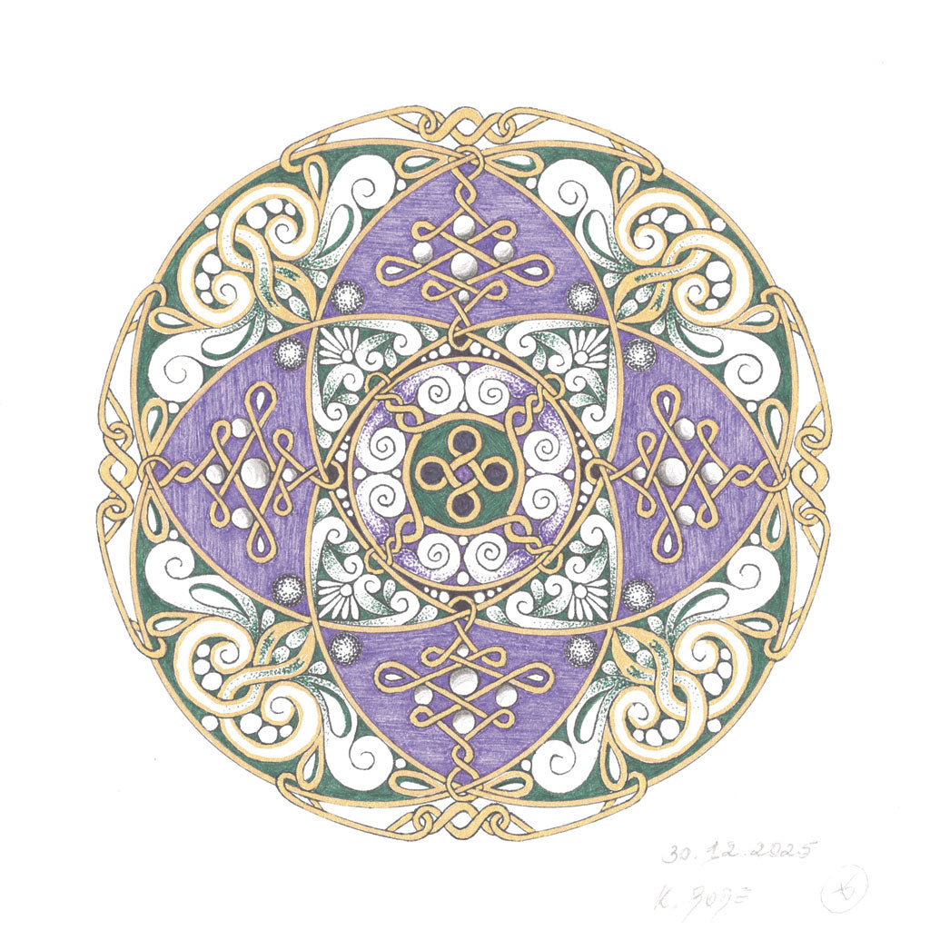 Mandala Original handgezeichnet „Siegel der königlichen Verbindung“ – Spirituelles Kunst Unikat für den Altar & zur Raumharmonisierung