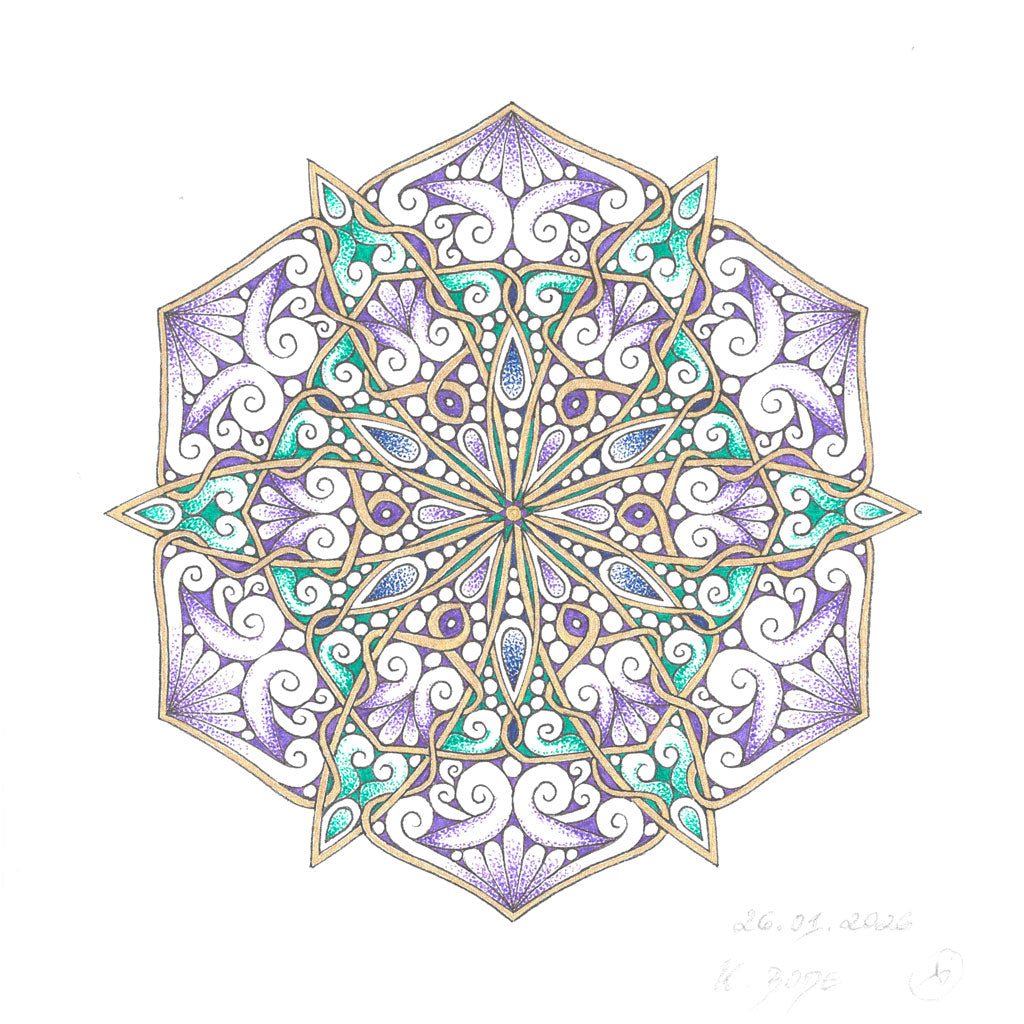 Mandala Original handgezeichnet „Stern der inneren Klarheit“ – Spirituelles Kunst Unikat für den Altar & zur Raumharmonisierung