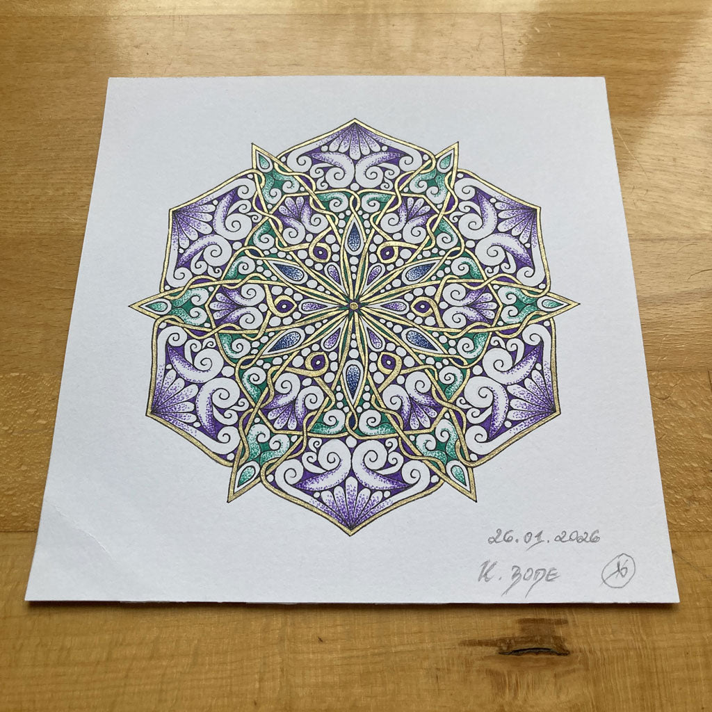 Mandala Original handgezeichnet „Stern der inneren Klarheit“ – Spirituelles Kunst Unikat für den Altar & zur Raumharmonisierung
