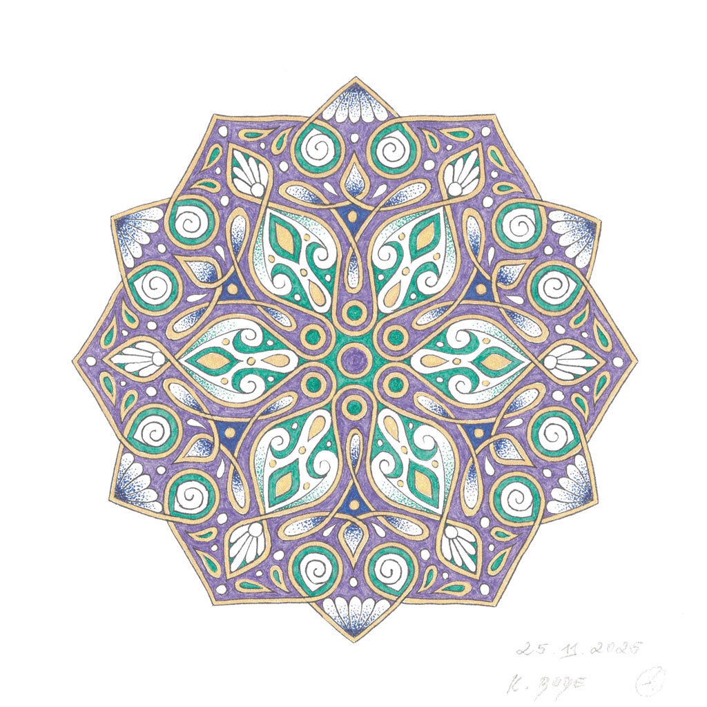 Mandala Original handgezeichnet „Stern der sanften Erneuerung“ – Spirituelles Kunst Unikat für den Altar & zur Raumharmonisierung