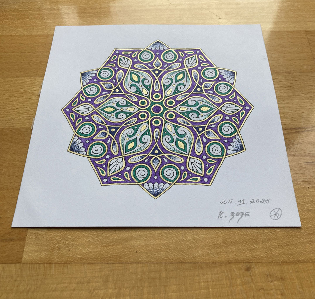 Mandala Original handgezeichnet „Stern der sanften Erneuerung“ – Spirituelles Kunst Unikat für den Altar & zur Raumharmonisierung