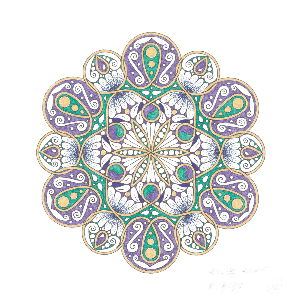 Mandala Original handgezeichnet „Träne des inneren Friedens“ – Spirituelles Kunst Unikat für den Altar & zur Raumharmonisierung
