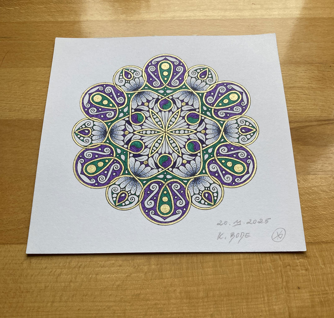 Mandala Original handgezeichnet „Träne des inneren Friedens“ – Spirituelles Kunst Unikat für den Altar & zur Raumharmonisierung