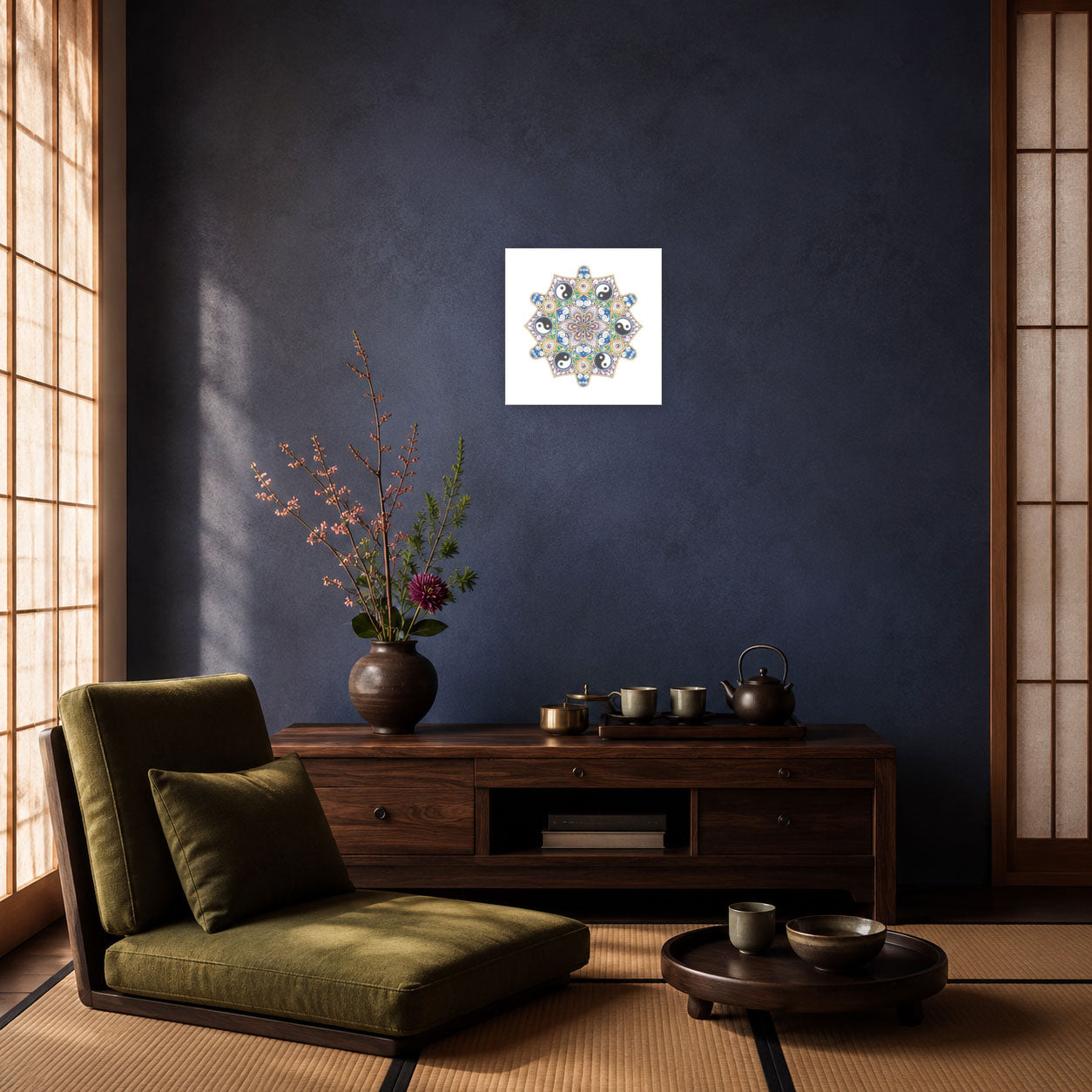 Mandala „Yin & Yang – Blume des kosmischen Gleichgewichts“
